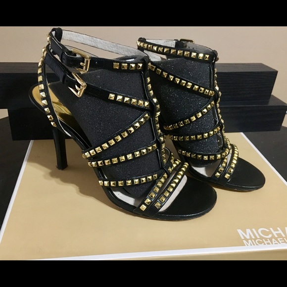 Michael Kors Alexi Heel Gold studded strap heels - Picture 2 of 4